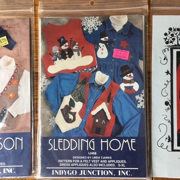 Lot of 10 Crafts Sewing Applique Christmas Santa Snowman Angel Patterns 1990's - Picture 4 of 11